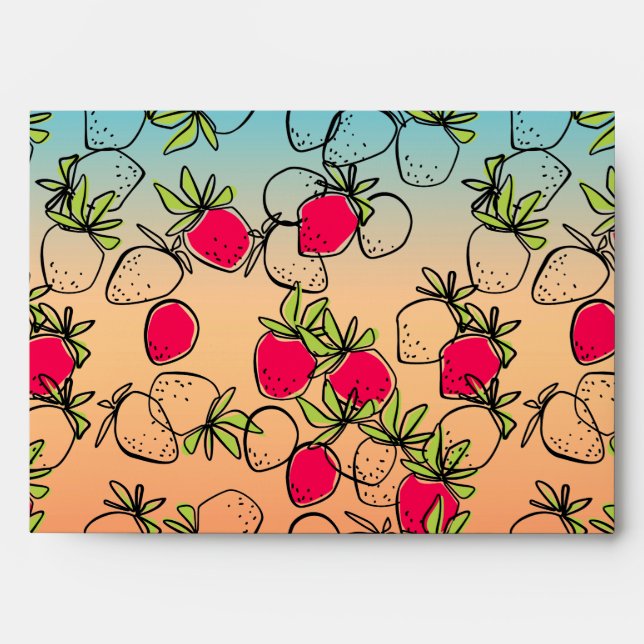 Seamless cute cartoon bright strawberry pattern co envelope (Front)