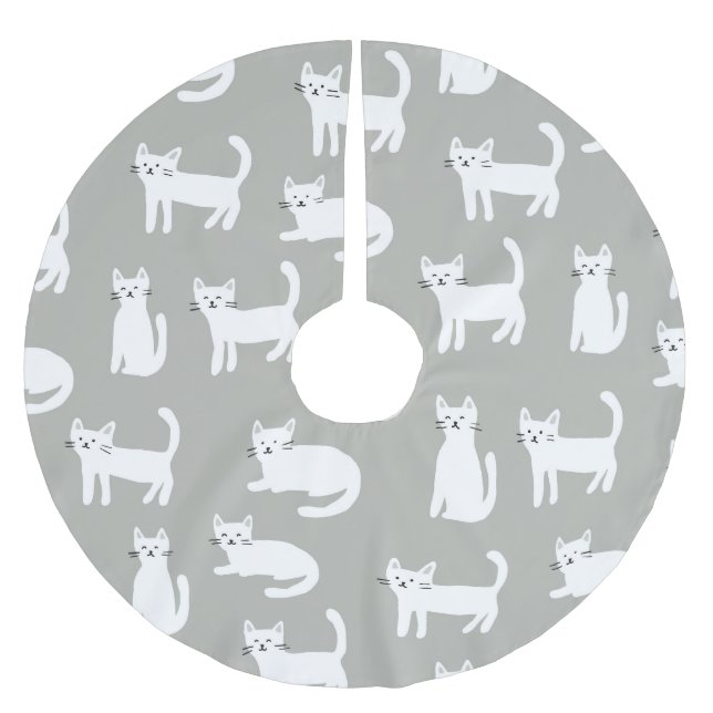 Seamless cute cats pattern, playful design. brushed polyester tree skirt (Front)
