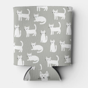 Seamless cute cats pattern, playful design. can cooler