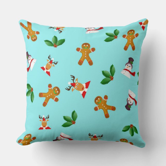 Seamless Cute Christmas Pattern Cushion (Front)