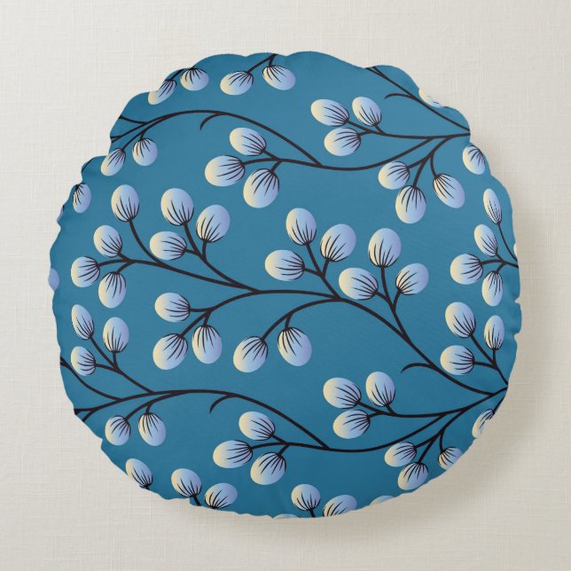 Seamless cute floral pattern design round cushion (Front)