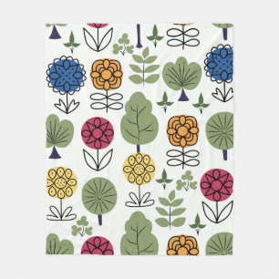 Seamless cute pattern, nature in summer, abstract fleece blanket