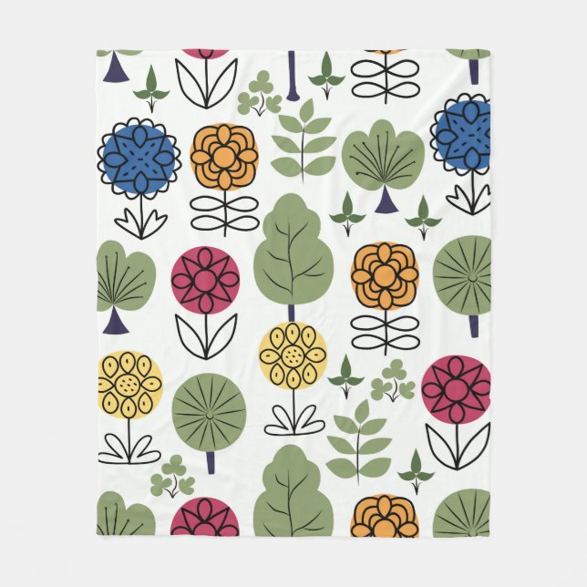 Seamless cute pattern, nature in summer, abstract  fleece blanket (Front)