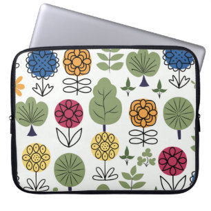 Seamless cute pattern, nature in summer, abstract laptop sleeve