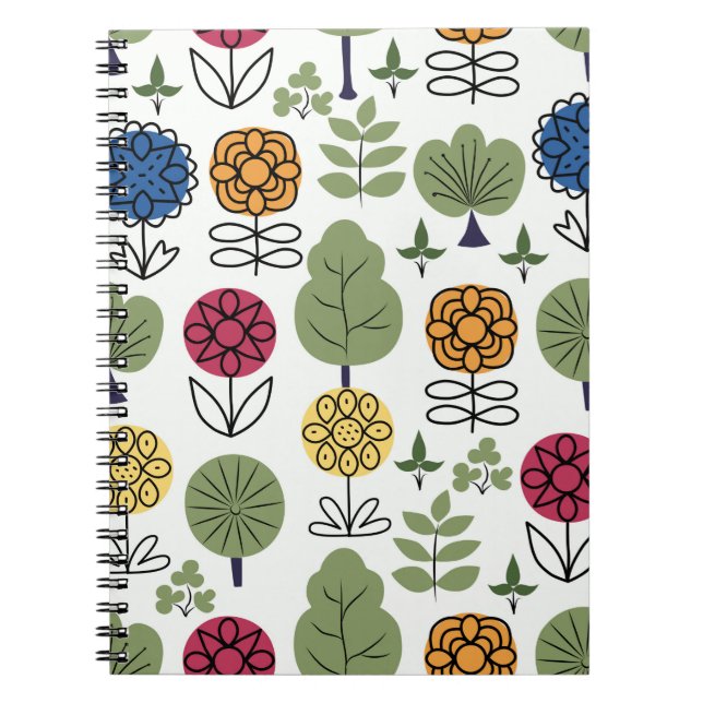 Seamless cute pattern, nature in summer, abstract  notebook (Front)