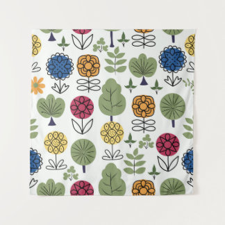 Seamless cute pattern, nature in summer, abstract  tapestry
