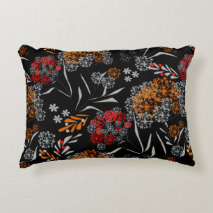 Seamless cute small flowers floral pattern black v decorative cushion