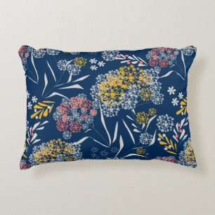 Seamless cute small flowers floral pattern navy vi decorative cushion