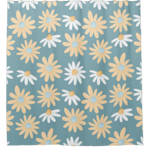 Seamless daisies pattern in small naive wild flowe shower curtain