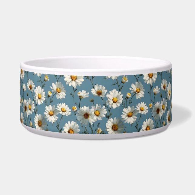 Seamless Daisy Flower Pattern on Blue (Front)
