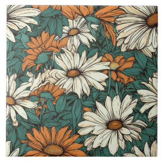 Seamless daisy pattern pretty floral tile