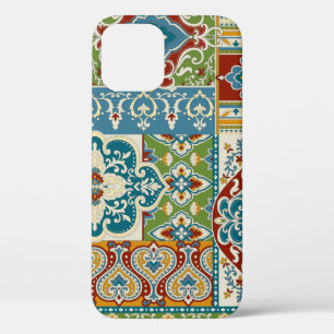 Seamless damask with colourful patchwork. Vintage iPhone 12 Case