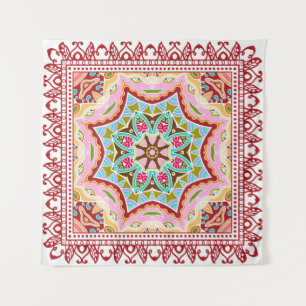 Seamless damask with colourful patchwork. Vintage Tapestry