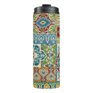 Seamless damask with colourful patchwork. Vintage Thermal Tumbler