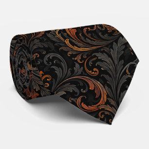 Seamless Dark Baroque Pumpkin Pattern Black Tie