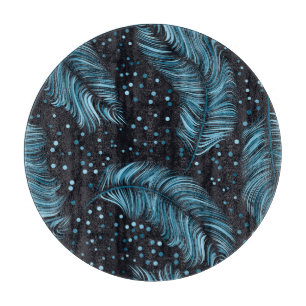 Seamless dark feather texture, abstract vintage. cutting board