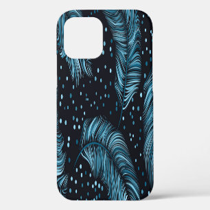 Seamless dark feather texture, abstract vintage. iPhone 12 case