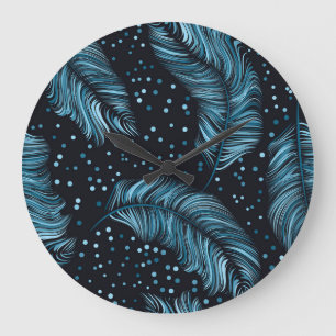 Seamless dark feather texture, abstract vintage. large clock
