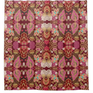 Seamless decorative chaotic floral pattern shower curtain