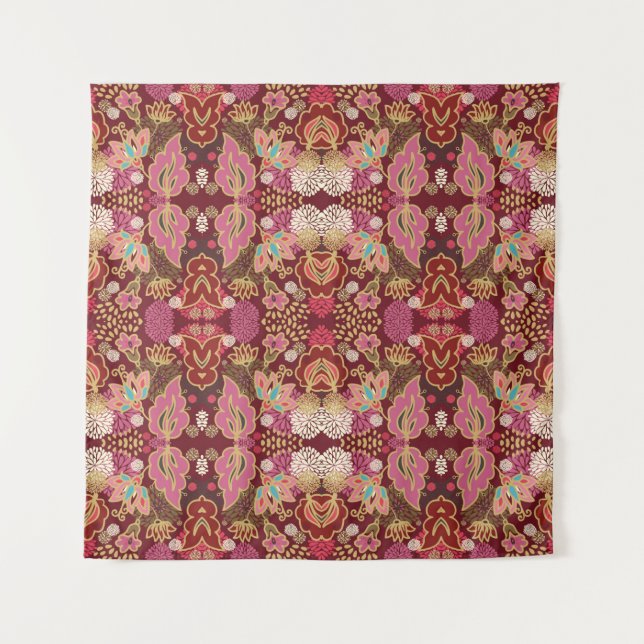 Seamless decorative chaotic floral pattern tapestry (Front)