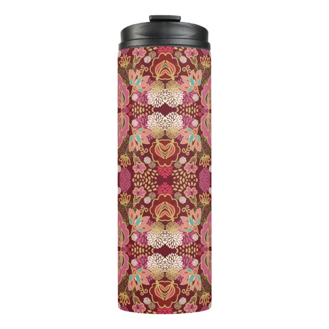Seamless decorative chaotic floral pattern thermal tumbler (Front)