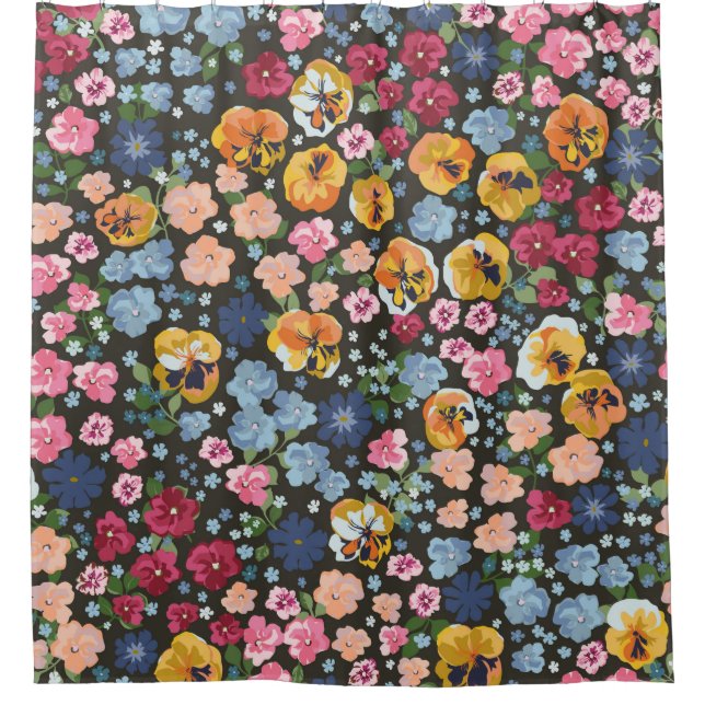 Seamless decorative elegant pattern with cute flow shower curtain (Front)
