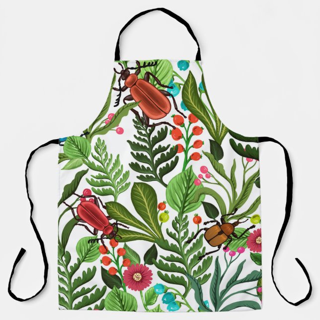 Seamless decorative pattern with plants and insect apron (Front)