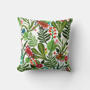 Seamless decorative pattern with plants and insect cushion