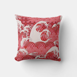 Seamless decorative pattern with waves in Chinese Cushion