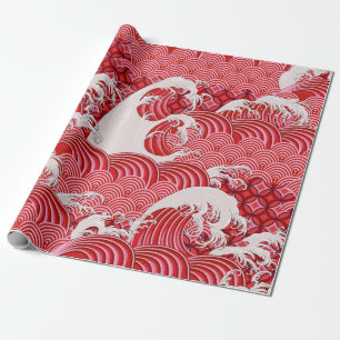 Seamless decorative pattern with waves in Chinese Wrapping Paper