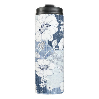 seamless denim patchwork on flower thermal tumbler