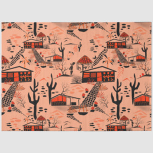 Seamless desert sand landscape houses black orange tissue paper
