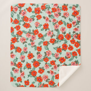 Seamless ditsy pattern in small cute wild flowers. sherpa blanket