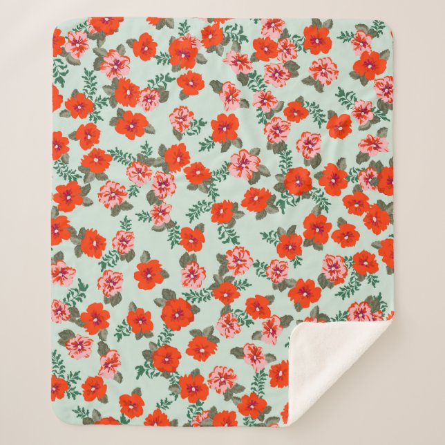 Seamless ditsy pattern in small cute wild flowers. sherpa blanket (Front)