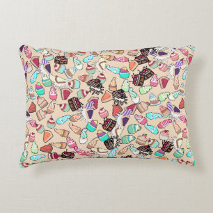 Seamless doodle cake pattern pattern. Hand drawn b Decorative Cushion