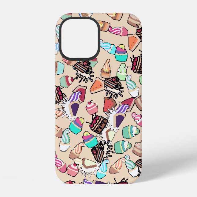 Seamless doodle cake pattern pattern. Hand drawn b iPhone Case (Back)