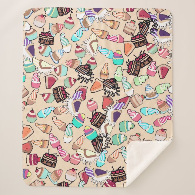 Seamless doodle cake pattern pattern. Hand drawn b Sherpa Blanket (Front)