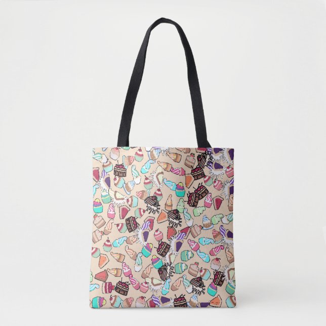 Seamless doodle cake pattern pattern. Hand drawn b Tote Bag (Front)