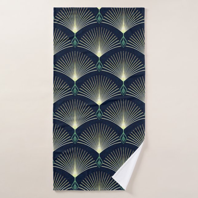 Seamless elegant geometric pattern. Blue Art Deco. Bath Towel (Bath Towel)