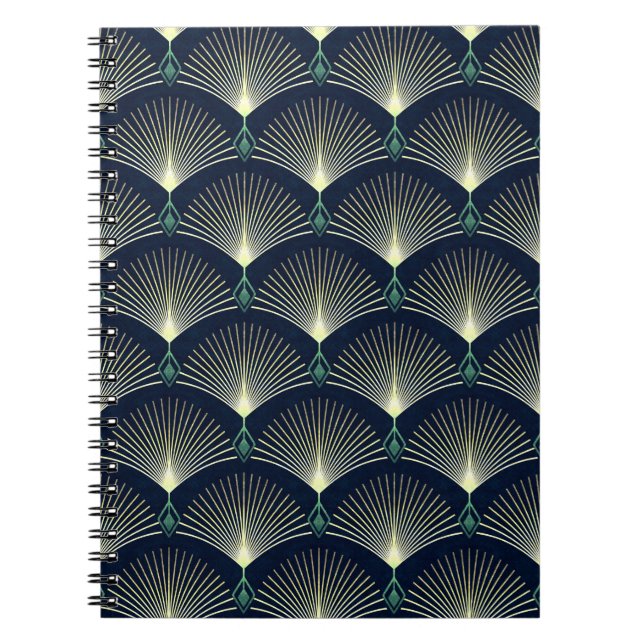 Seamless elegant geometric pattern. Blue Art Deco. Notebook (Front)