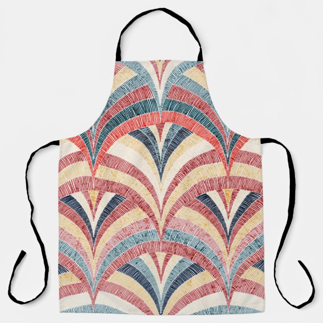 Seamless embroidered pattern. Wavy bohemian print. Apron (Front)