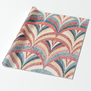 Seamless embroidered pattern. Wavy bohemian print. Wrapping Paper