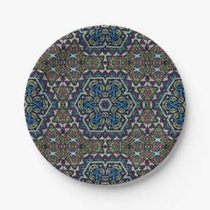 Seamless embroidery tribal ethno boho ornamental t paper plate