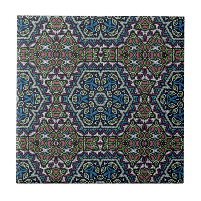 Seamless embroidery tribal ethno boho ornamental t tile (Front)