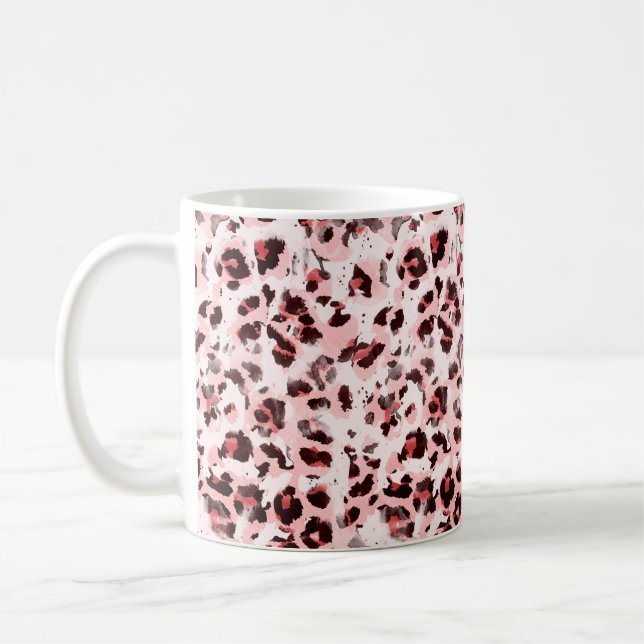 Seamless Endless Hand Drawn Watercolor Leopard Ani Coffee Mug (Left)
