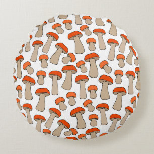 Seamless Endless Red or Orange Aspen Mushrooms Pat Round Cushion