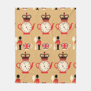 seamless english tea time pattern fleece blanket
