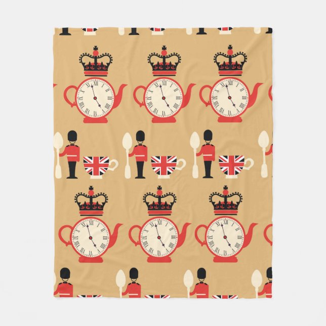seamless english tea time pattern fleece blanket (Front)