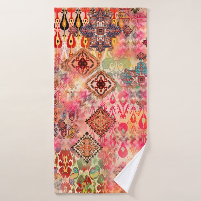 Seamless Ethnic beautiful pattern on Abstract digi Bath Towel (Bath Towel)