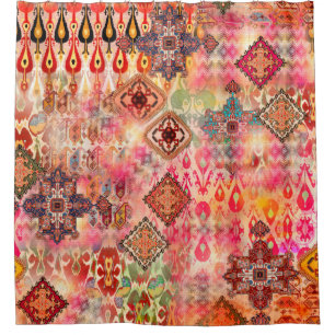Seamless Ethnic beautiful pattern on Abstract digi Shower Curtain